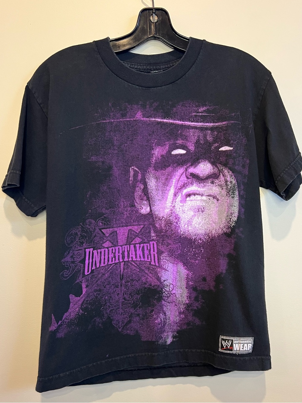 WWE WWF Wear Undertaker Graphic T Shirt Black Purple Wrestling Tee Men’s Small